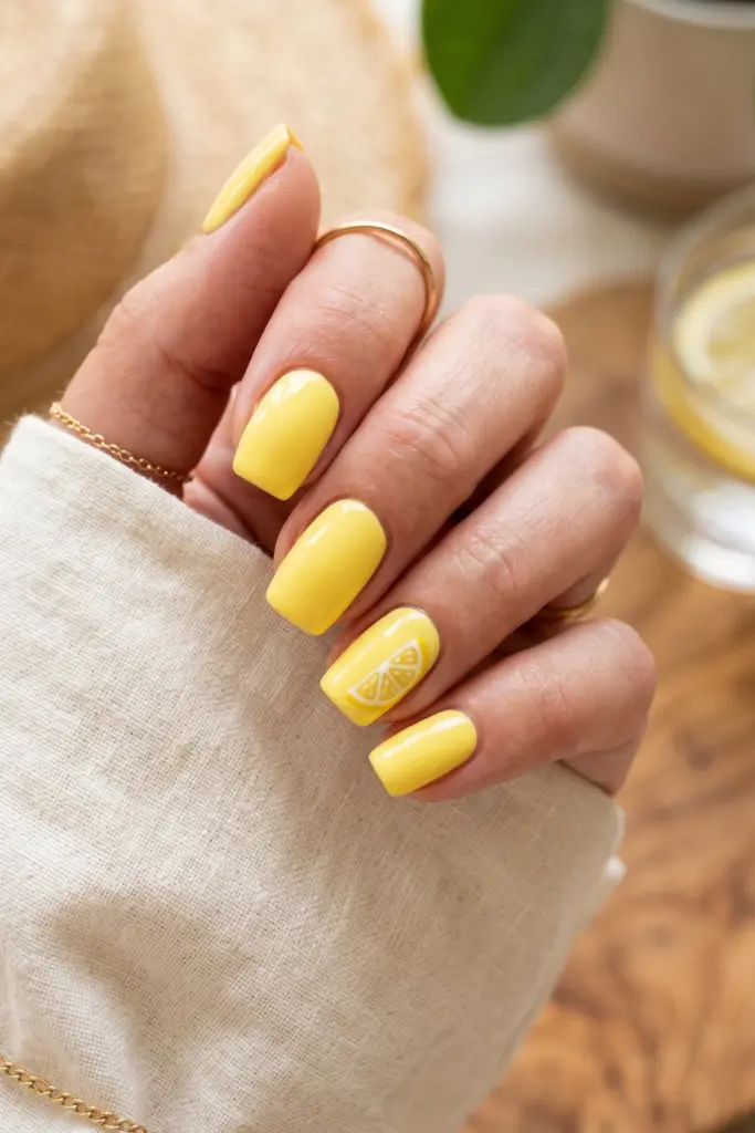 lemon-zest-yellow-nails-simple-cute-summer