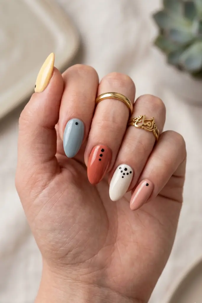 minimalist-black-dots-simple-almond-summer-nails