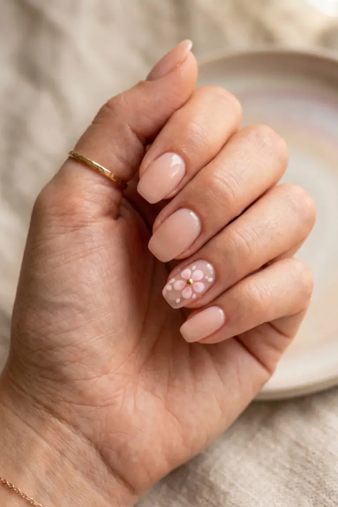 minimalist-single-bloom-accent-simple-blooming-gel-summer-nail