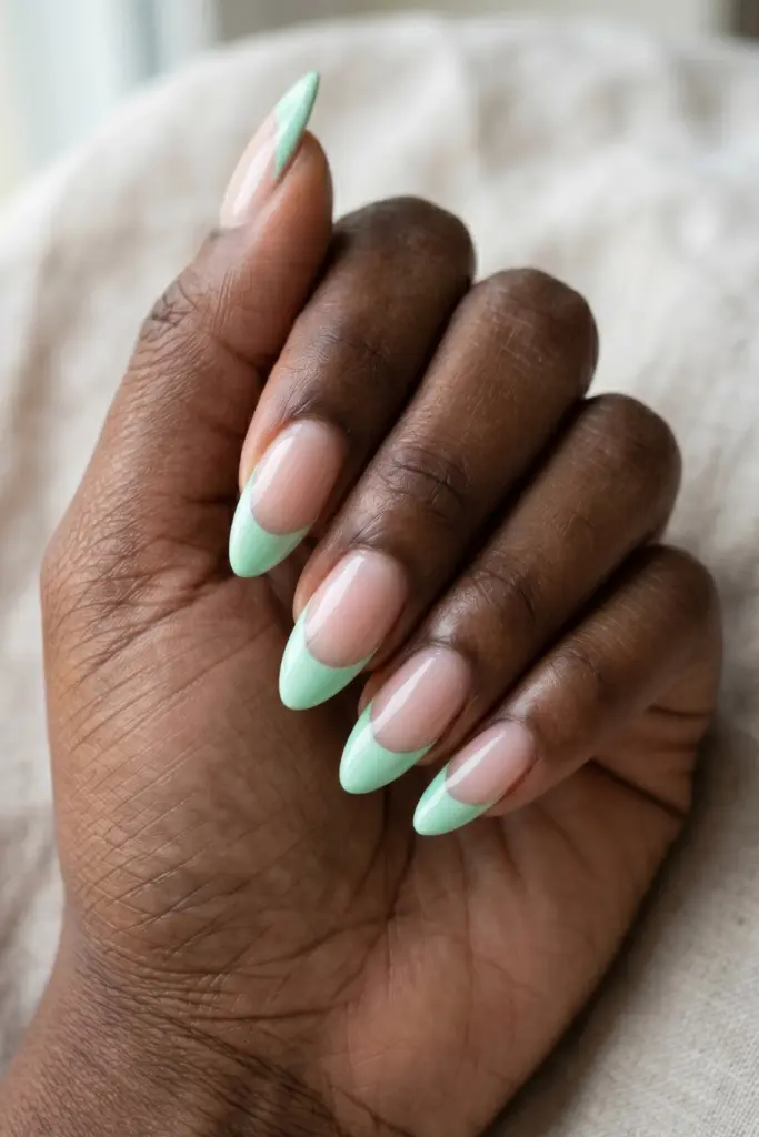 mint-green-french-tips-refreshing-nail-art