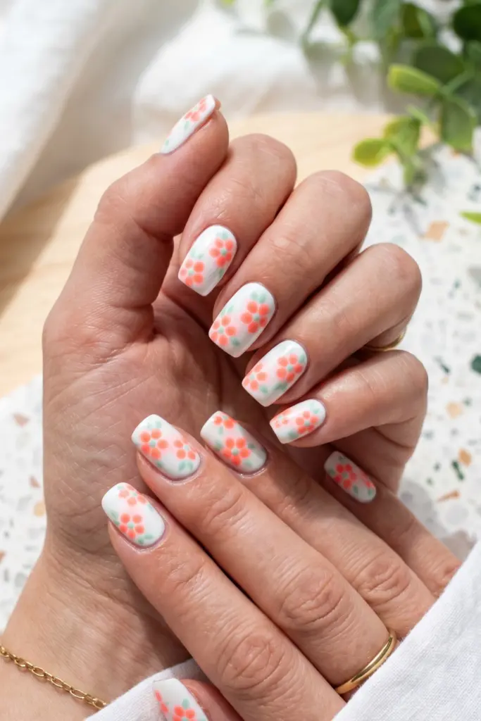 neon-coral-flower-power-simple-blooming-gel-summer-nails