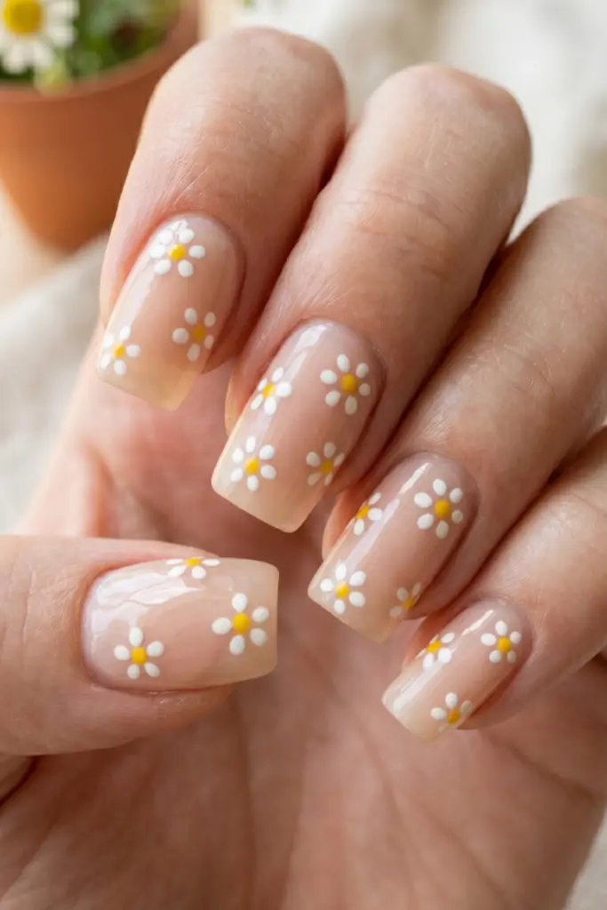 nude-daisy-doodles-square-nails