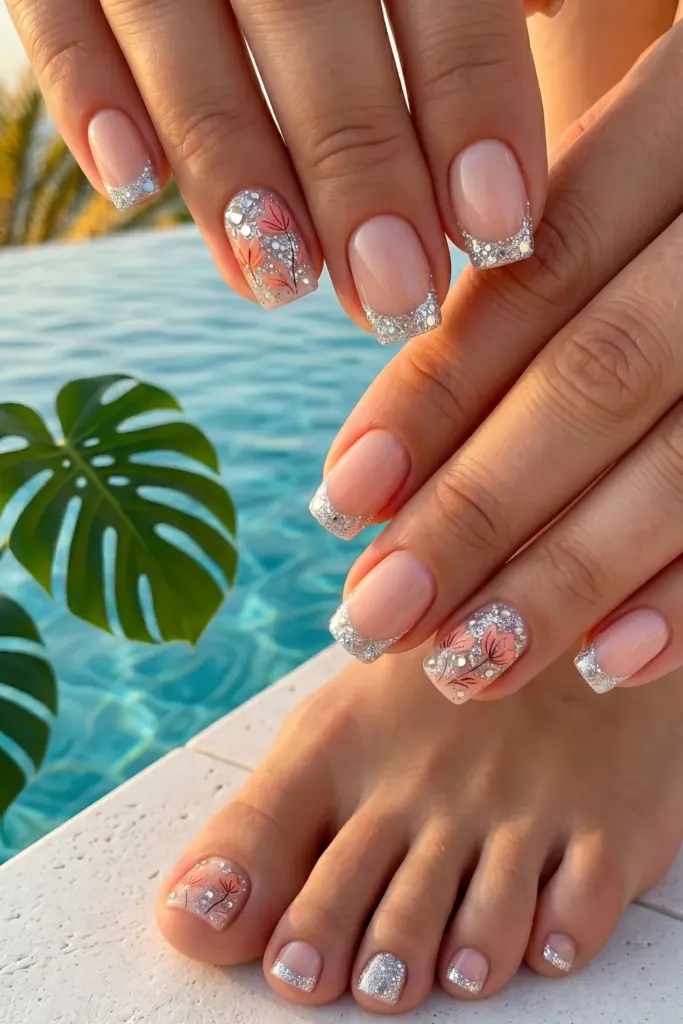 nude-silver-glitter-nails-toes-summer-designs