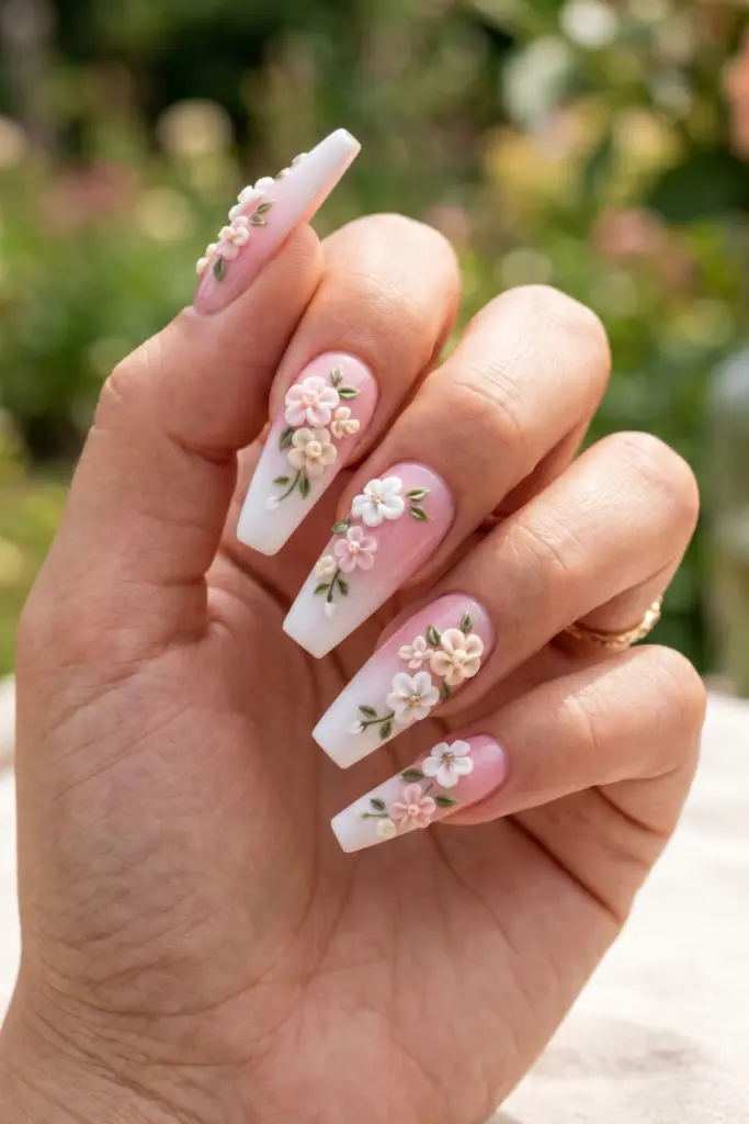 ombre-flower-garden-pink-white-coffin-nails-3d-buds