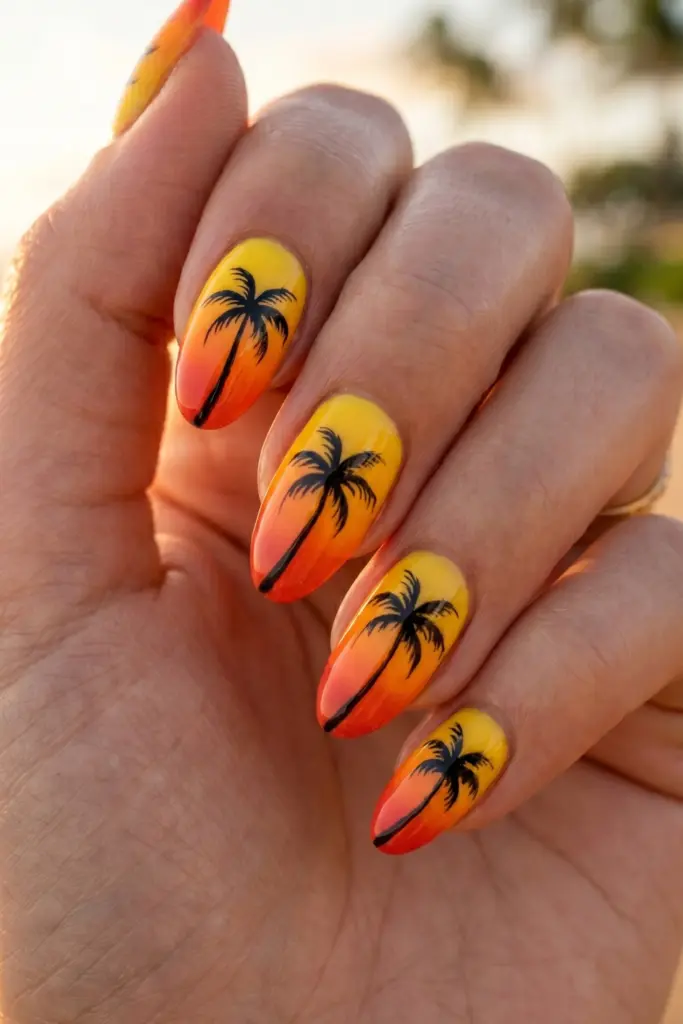 palm-tree-silhouette-midnight-in-maui-nails
