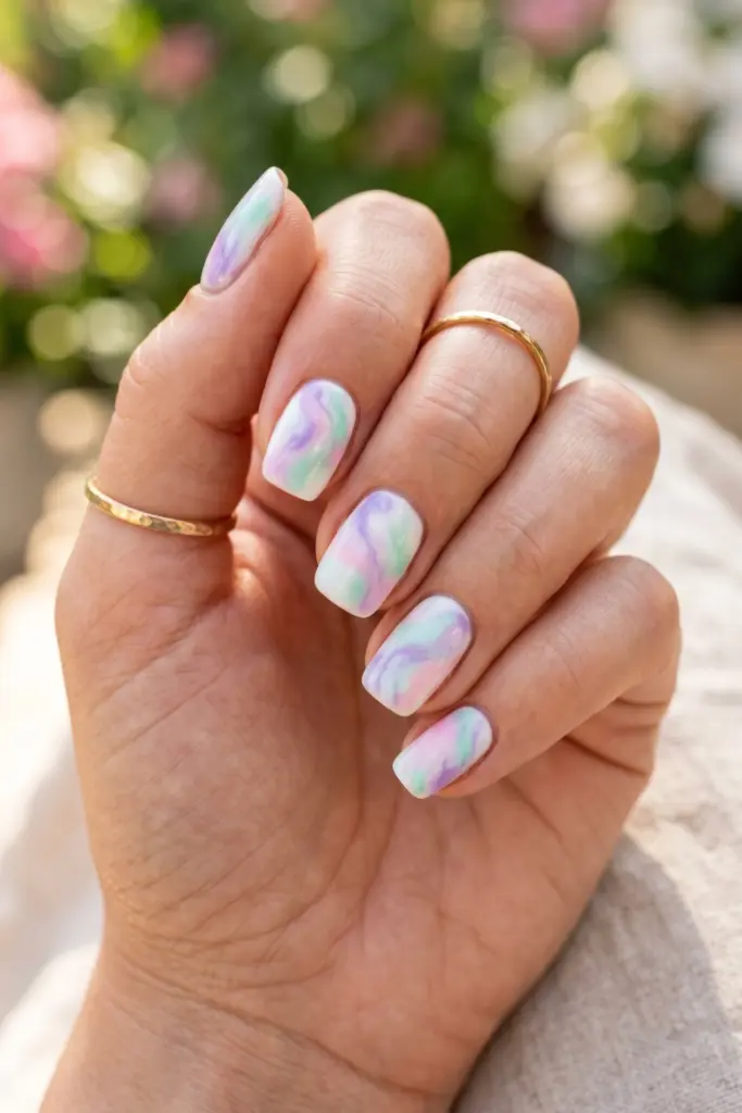 pastel-tie-dye-nails-simple-baddie-summer-designs