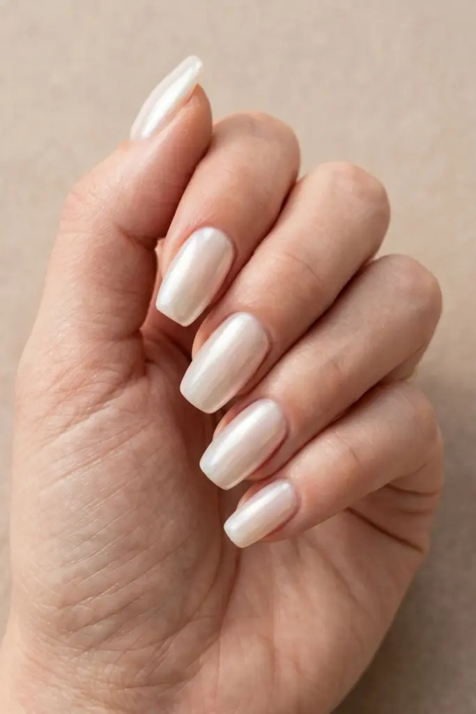 pearl-white-chrome-simple-baddie-summer-nails