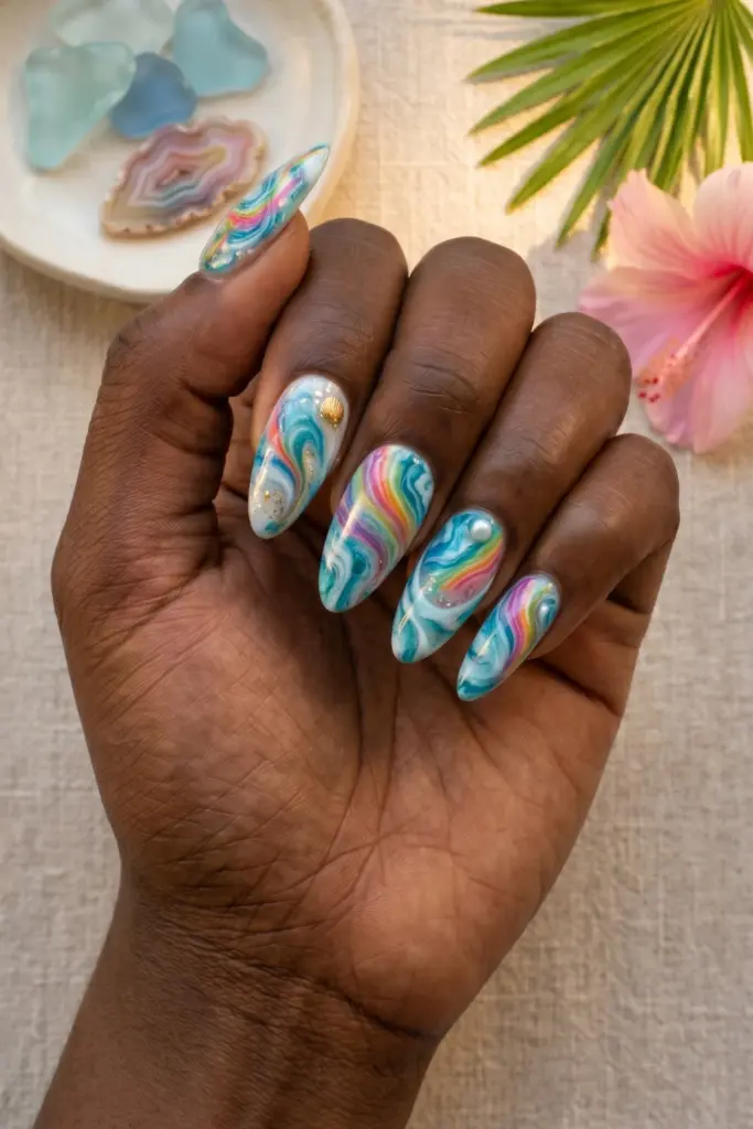 rainbow-tie-dye-summer-nails-art-designs