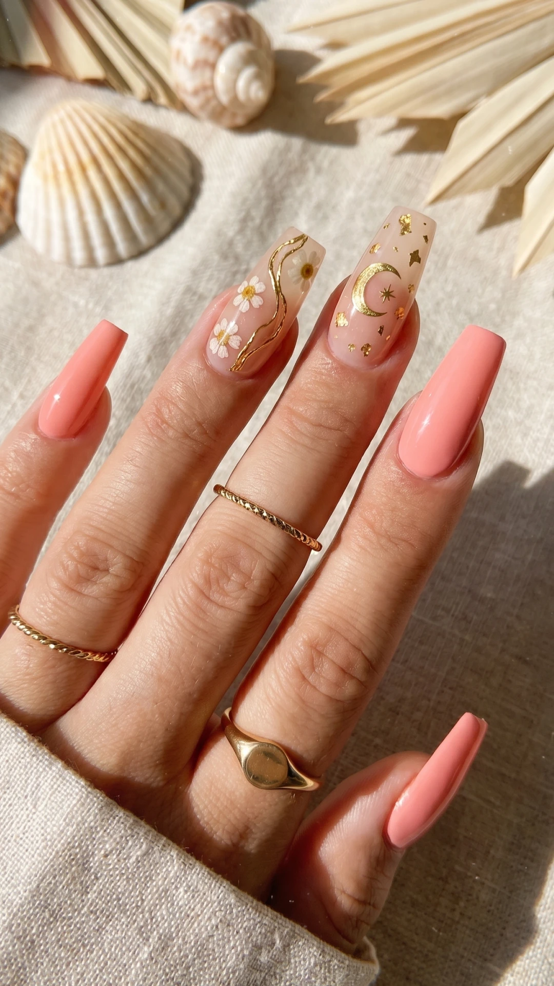 Simple Coffin-Shaped Summer Nails Designs for a Stylish Look