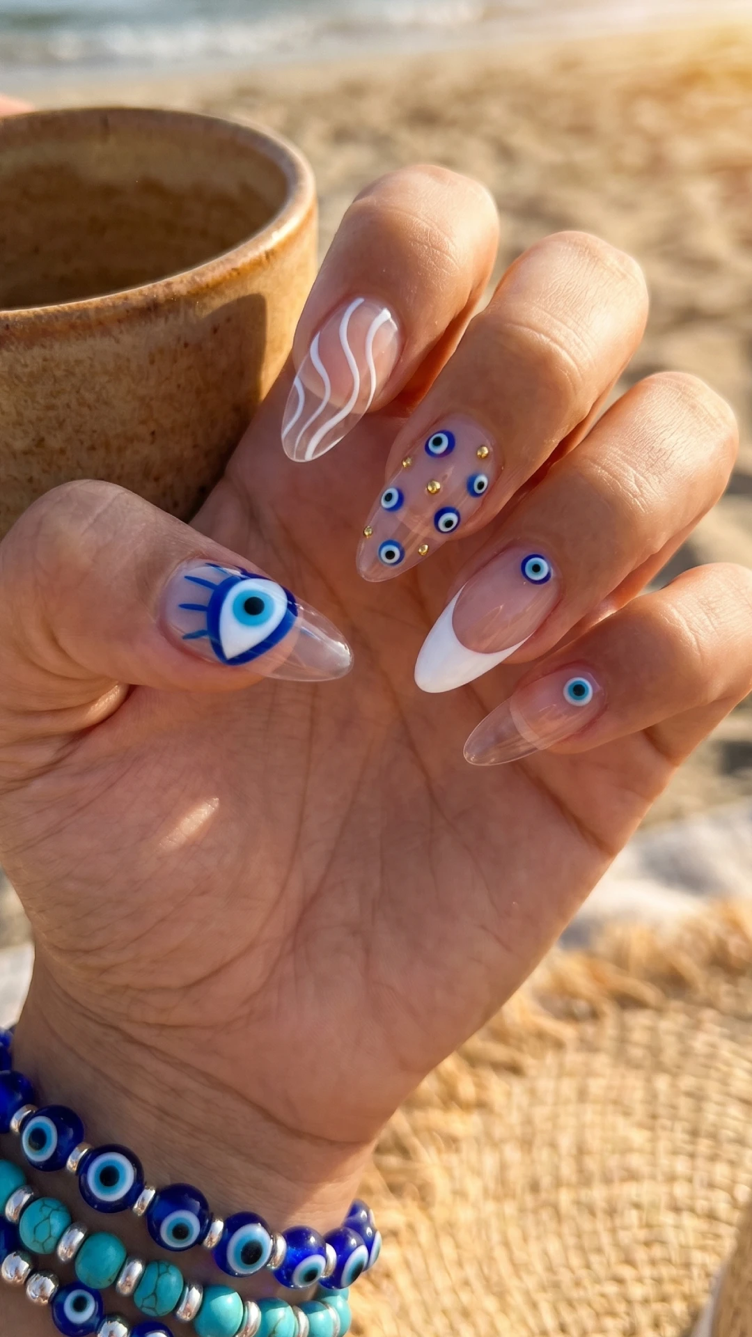 Simple Evil Eye Summer Nail Design Ideas for Trendy Protection