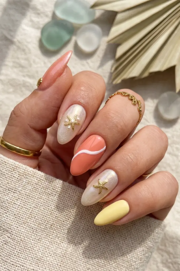 simple-starfish-decals-almond-summer-nails