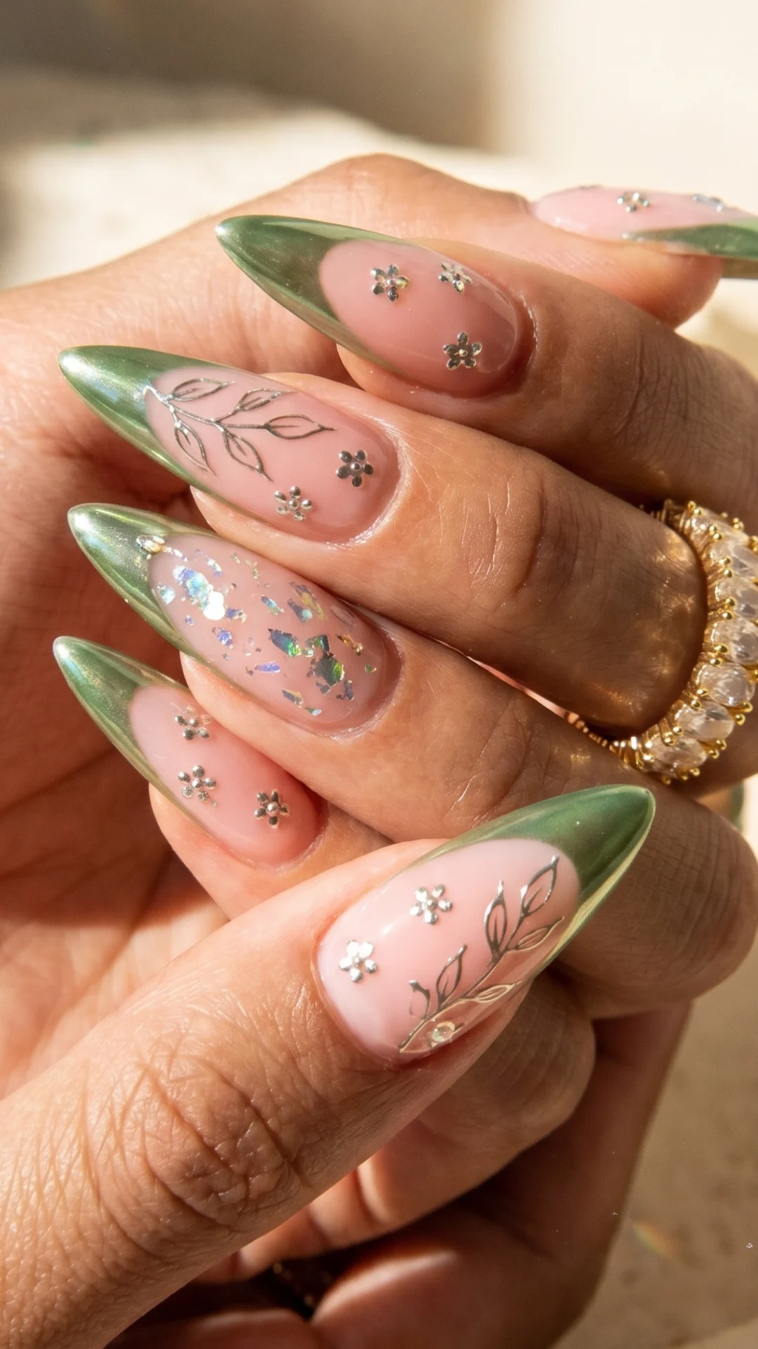 Simple Stiletto Chrome Summer Nails Designs for a Bold Summer Look