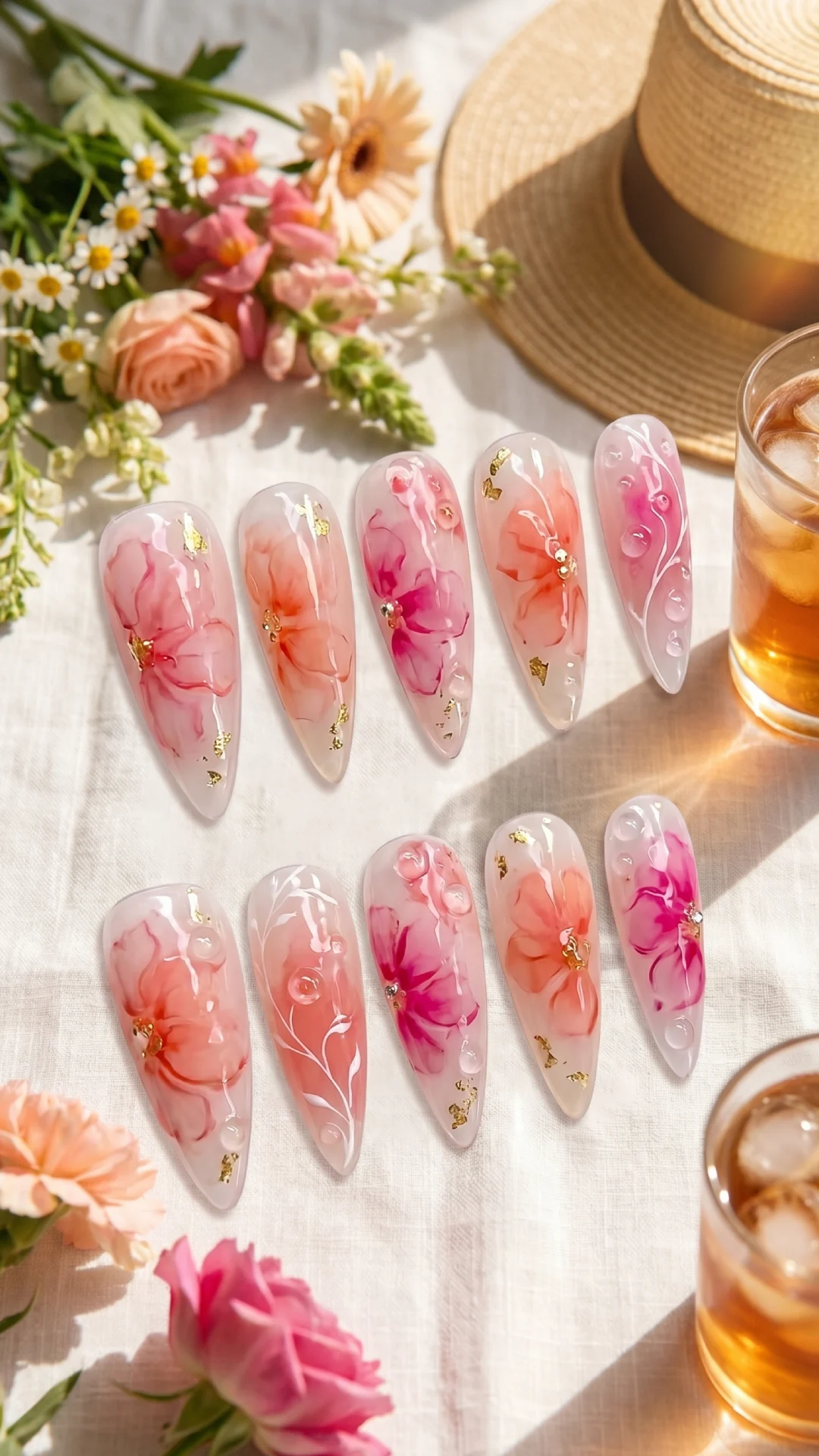 Simple Blooming Gel Summer Nail Designs for Effortless Summer Style