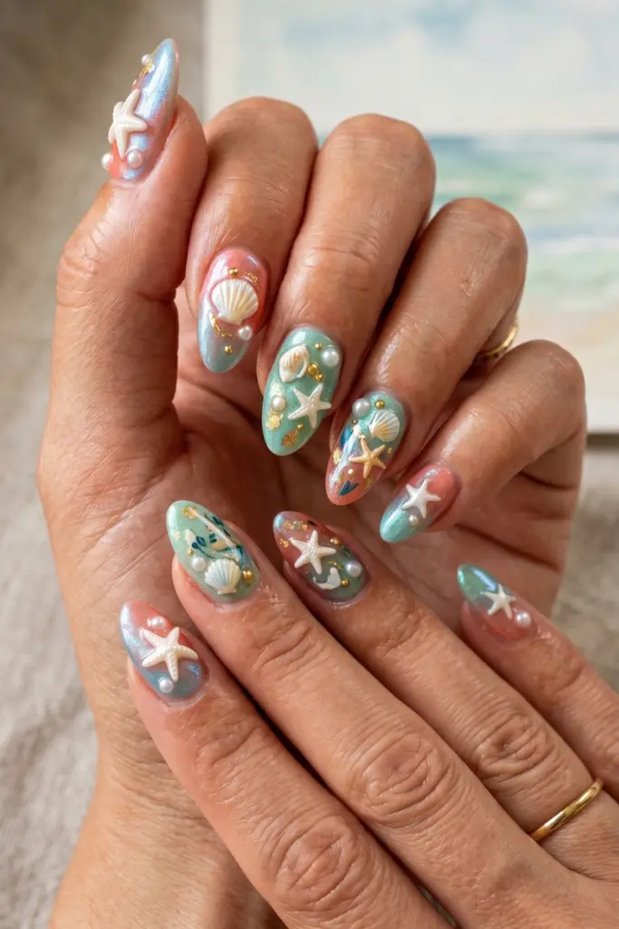 starfish-shells-summer-nail-designs