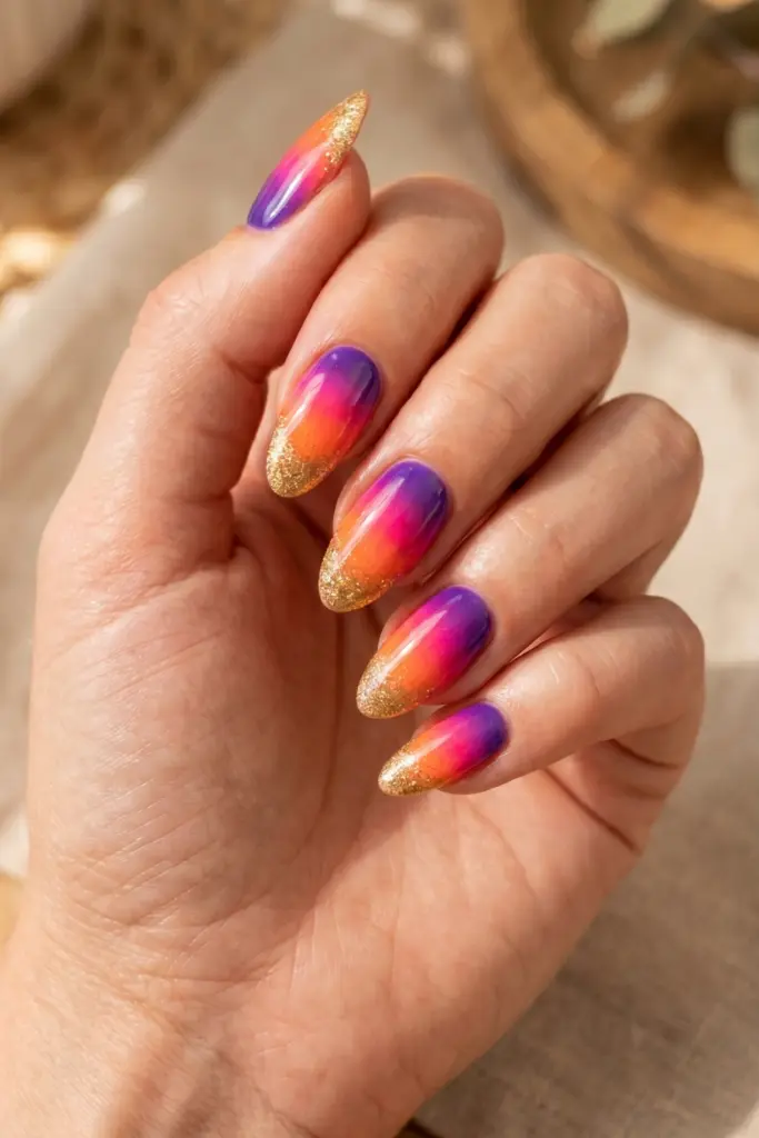 sunset-ombre-simple-crazy-summer-nail-designs