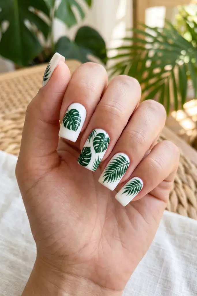 tropical-leaf-patterns-monstera-palm-nails