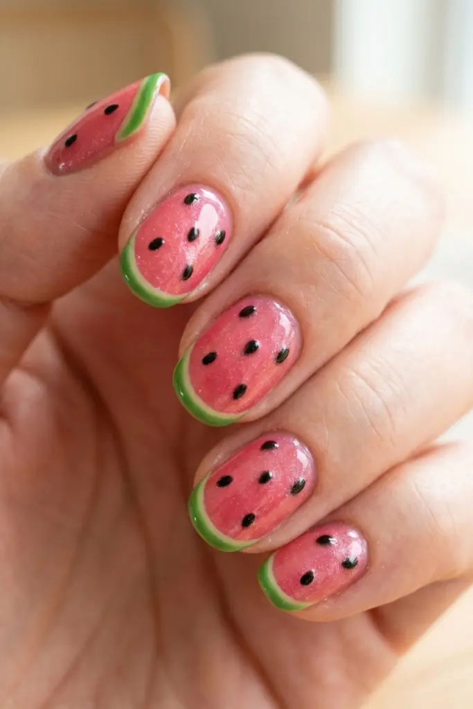 watermelon-slice-effect-pink-green-cat-eye