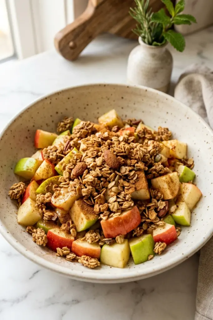 Apple-Cinnamon-Granola-Crunch-Fruit-Salad-Breakfast-Bowl-Recipe-Ideas
