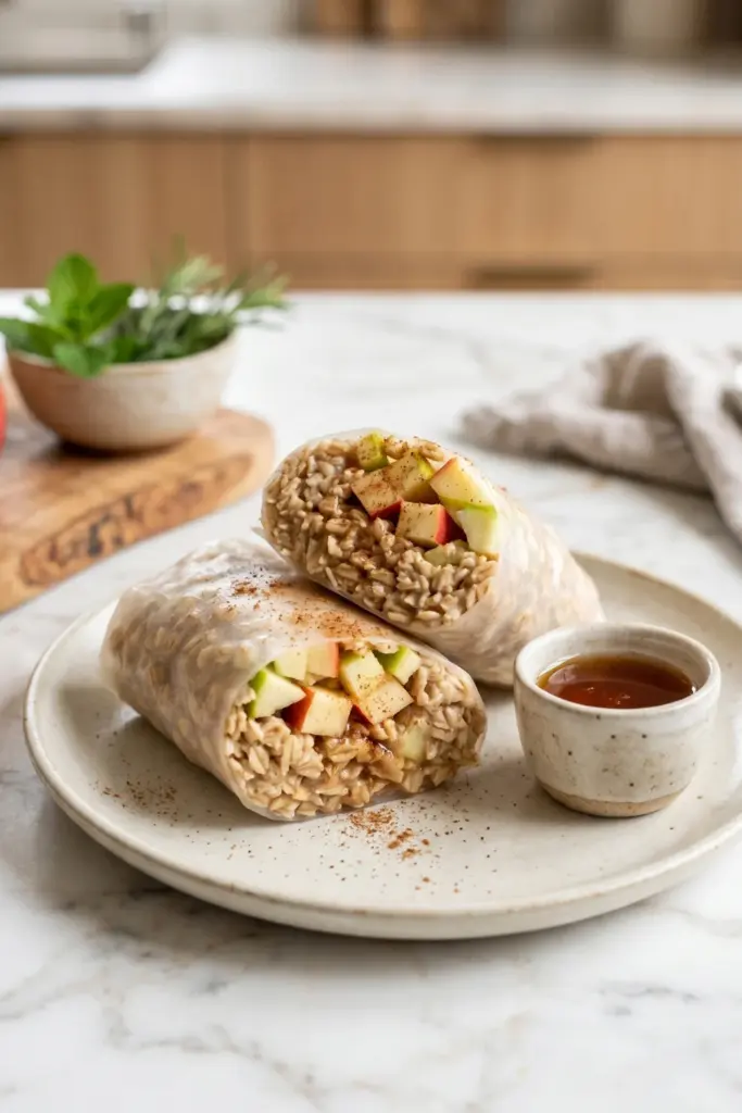 Apple-Cinnamon-Oatmeal-Breakfast-Wraps-Healthy-Tasty-Spring-Roll-Recipe-Ideas