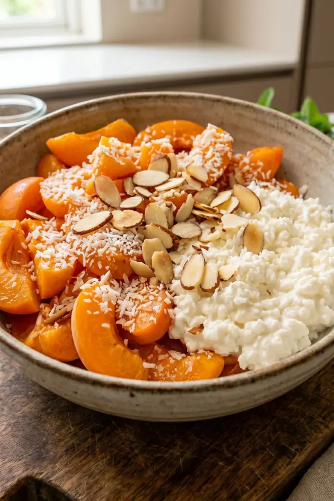 Apricot-Almond-Coconut-Flakes-Fruit-Salad-Breakfast-Bowl-Recipe-Ideas