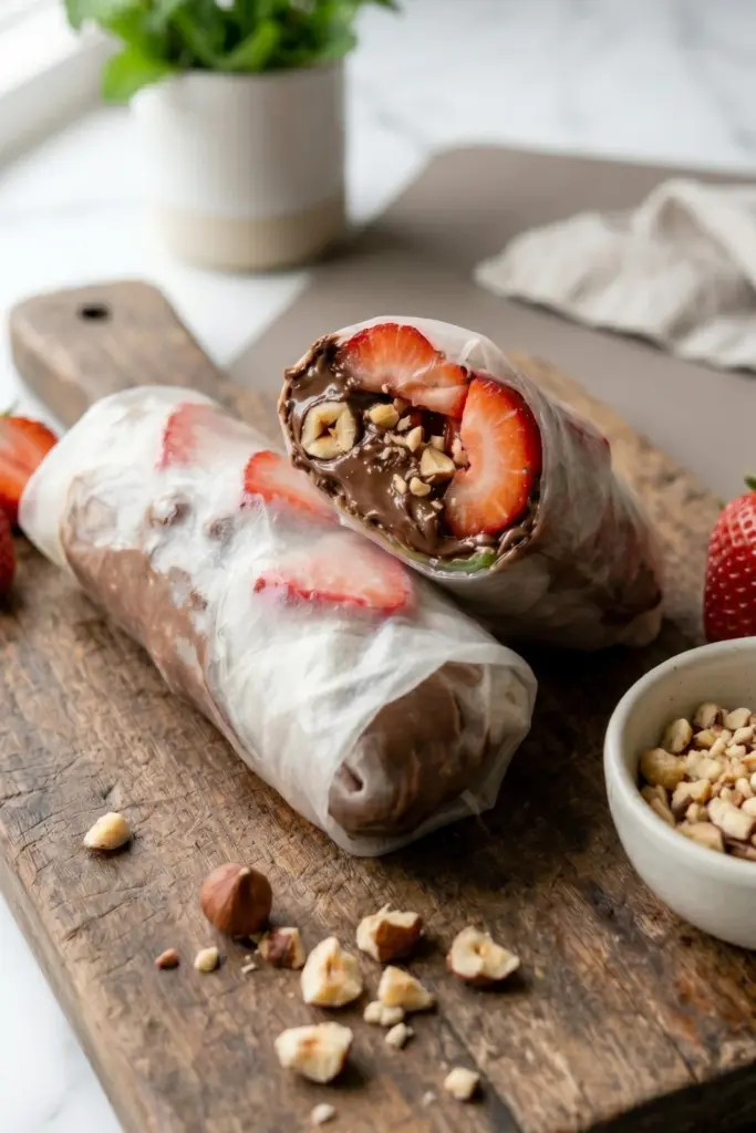 Chocolate-Hazelnut-Strawberry-Sweet-Rolls-Healthy-Tasty-Breakfast-Spring-Roll-Recipe-Ideas