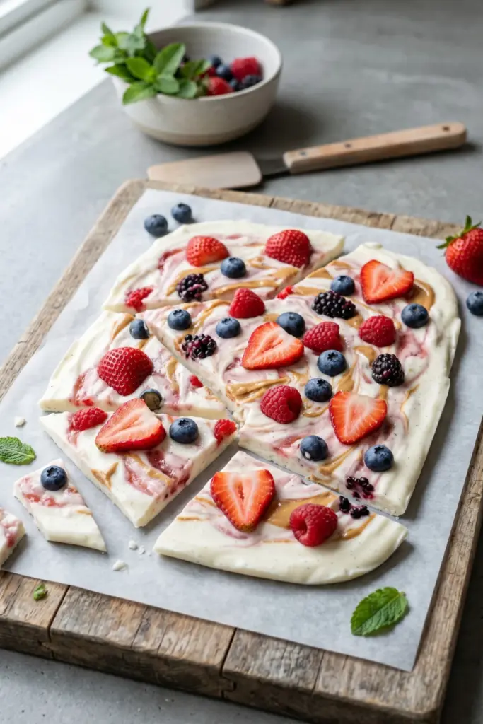 Frozen-Yogurt-Bark-with-Berries-Easy-Summer-Desserts-for-Parties-Recipe-Ideas