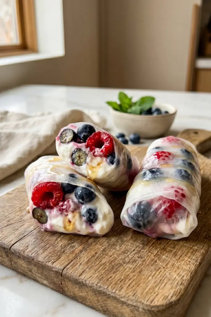 Greek-Yogurt-Mixed-Berry-Bliss-Rolls-Healthy-Tasty-Breakfast-Spring-Roll-Recipe-Ideas
