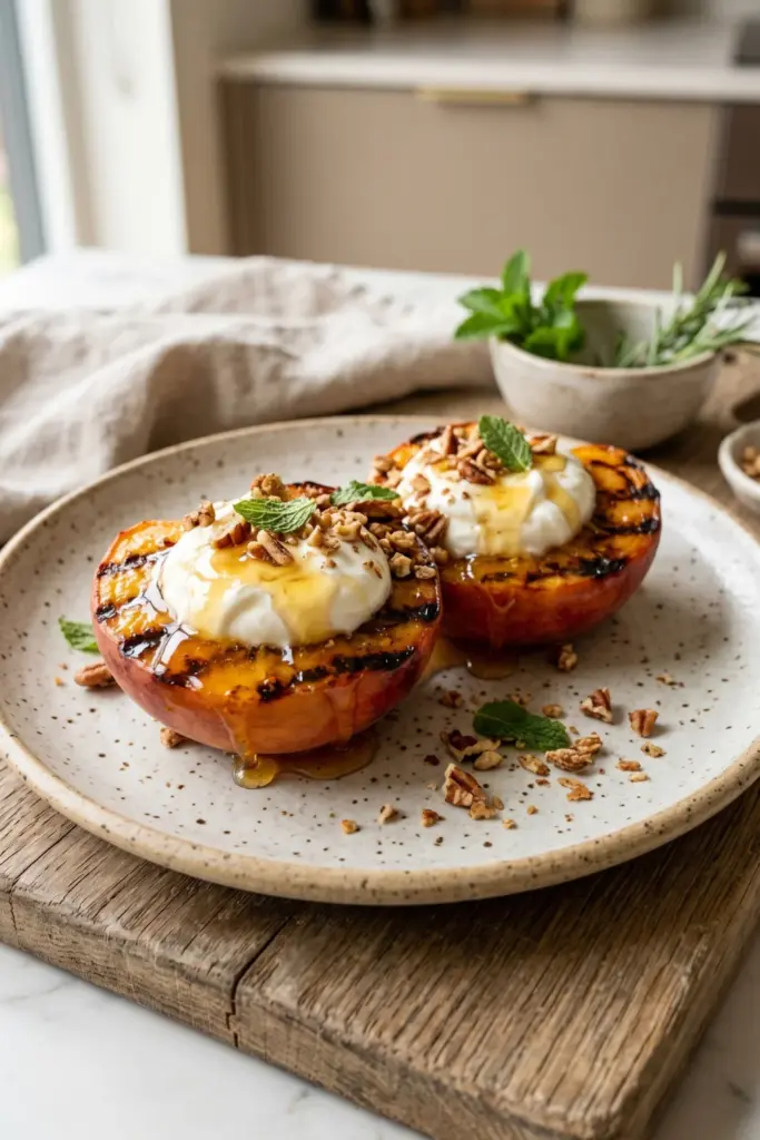 Grilled-Peaches-with-Honey-Yogurt-Easy-Summer-Desserts-for-Parties-Recipe-Ideas