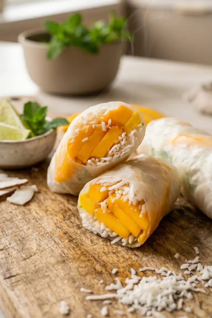 Mango-Coconut-Tropical-Sunrise-Rolls-Healthy-Tasty-Breakfast-Spring-Roll-Recipe-Ideas