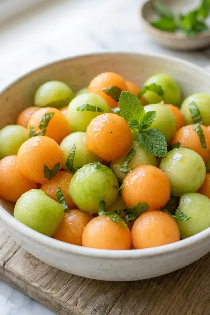 Melon-Ball-Medley-Mint-Fruit-Salad-Breakfast-Bowl-Recipe-Ideas