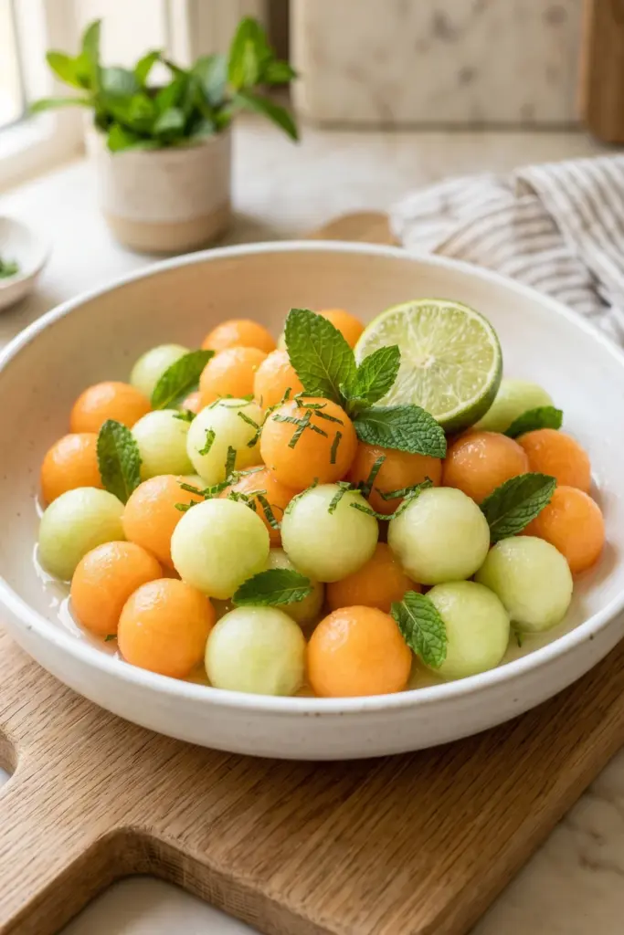 Melon-Ball-Salad-with-Mint-Syrup-Easy-Summer-Desserts-for-Parties-Recipe-Ideas