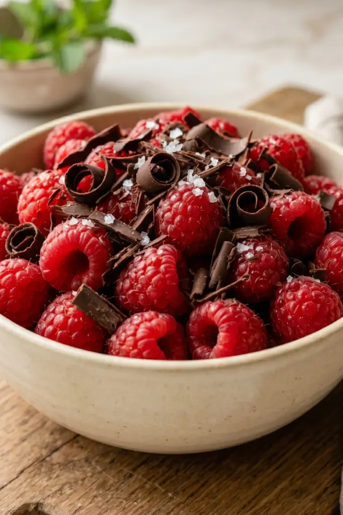 Raspberry-Dark-Chocolate-Shavings-Fruit-Salad-Breakfast-Bowl-Recipe-Ideas