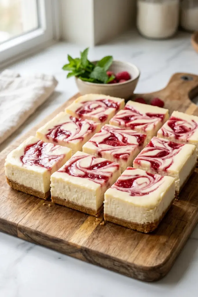 Raspberry-Swirl-Cheesecake-Bars-Easy-Summer-Desserts-for-Parties-Recipe-Ideas