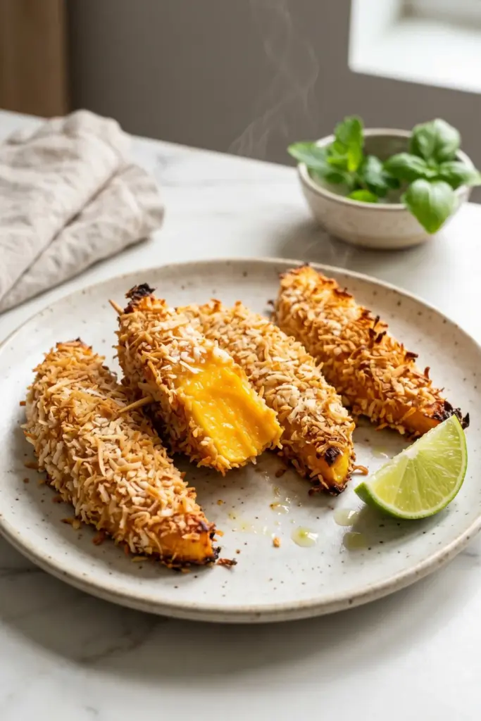 air-fryer-coconut-crusted-mango-healthy-summer-desserts