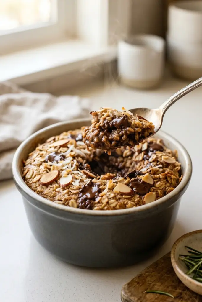 almond-joy-coconut-almond-dark-chocolate-baked-oatmeal-cozy-breakfast-recipes
