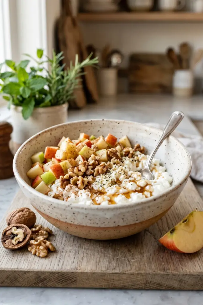 apple-pie-bowl-healthy-cottage-cheese-breakfast-ideas