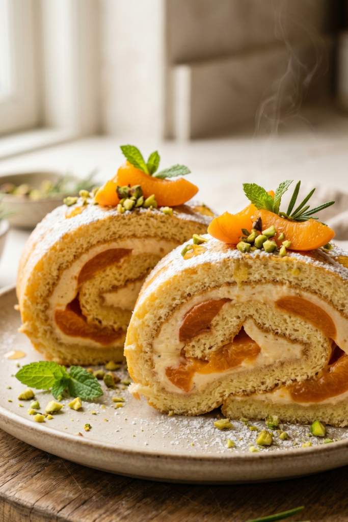 apricot-honey-shortcake-roll-slices-summer-cheesecake
