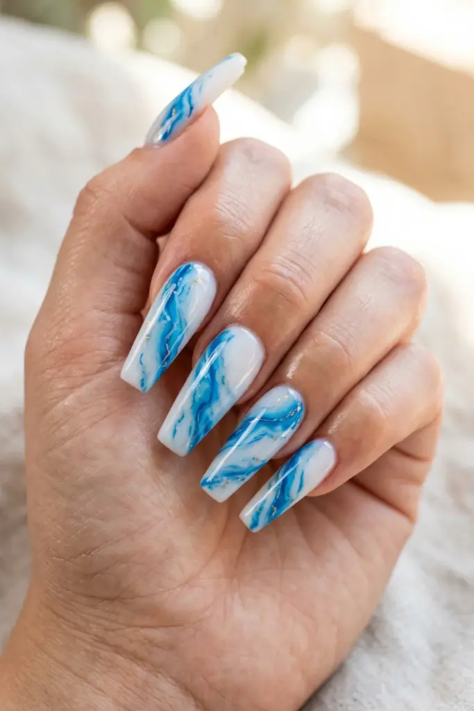 azure-swirl-marble-blue-abstract-summer-nail-design-idea