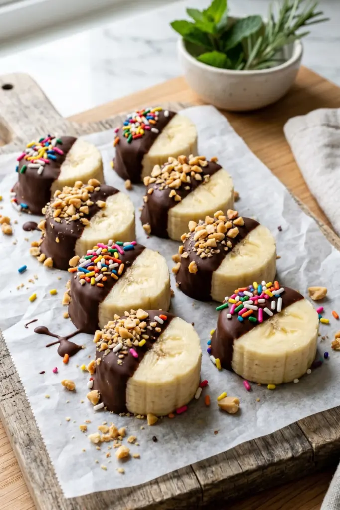 banana-split-bites-frozen-banana-slices-healthy-easy-tiktok-summer-dessert