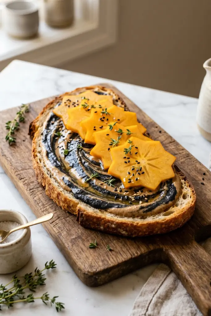 black-sesame-persimmon-almond-butter-toast-luxury