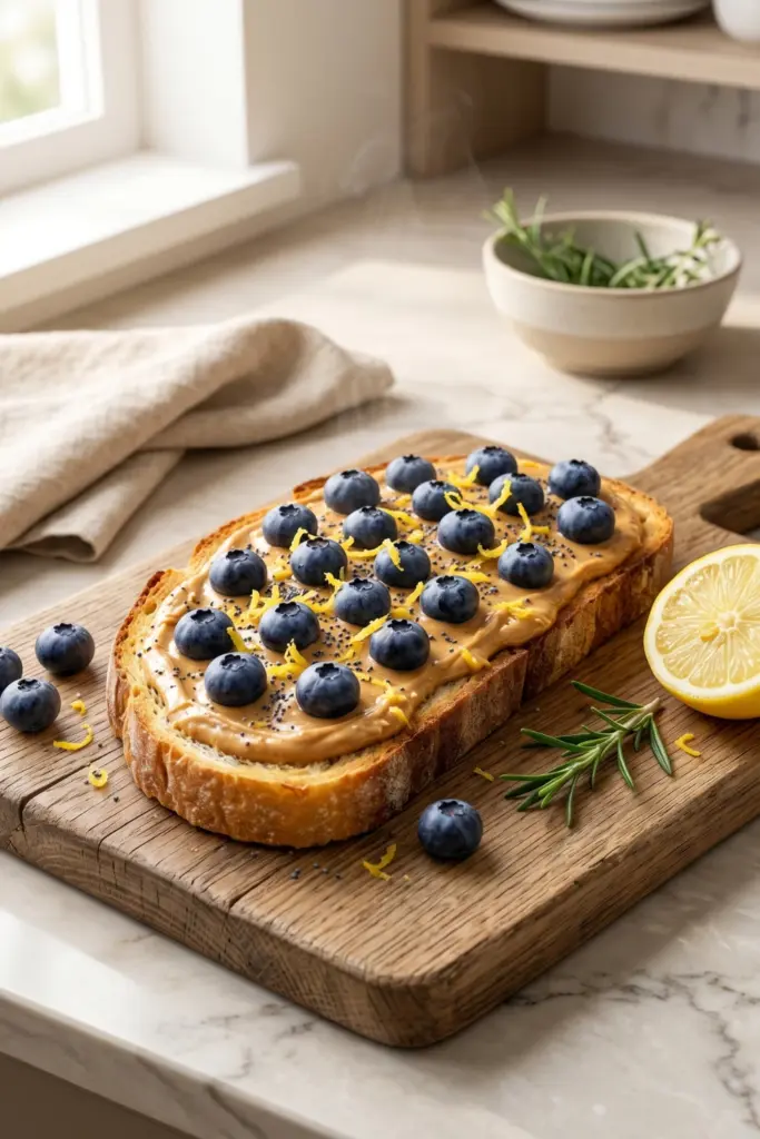 blueberry-lemon-peanut-butter-protein-toast