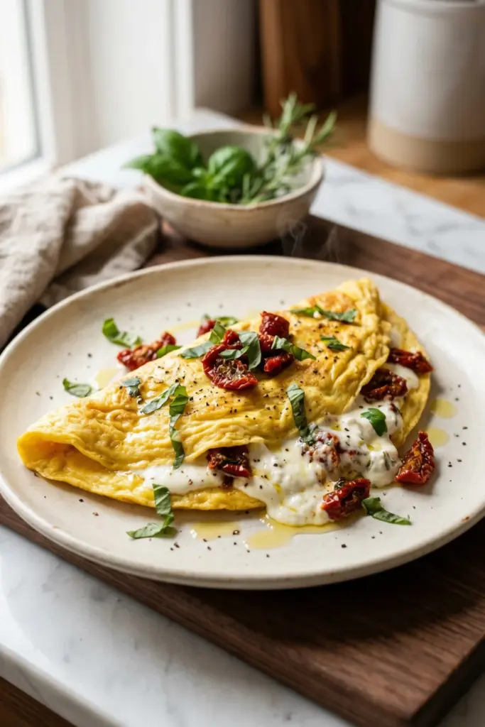 burrata-sun-dried-tomato-omelet-luxury-keto-breakfast