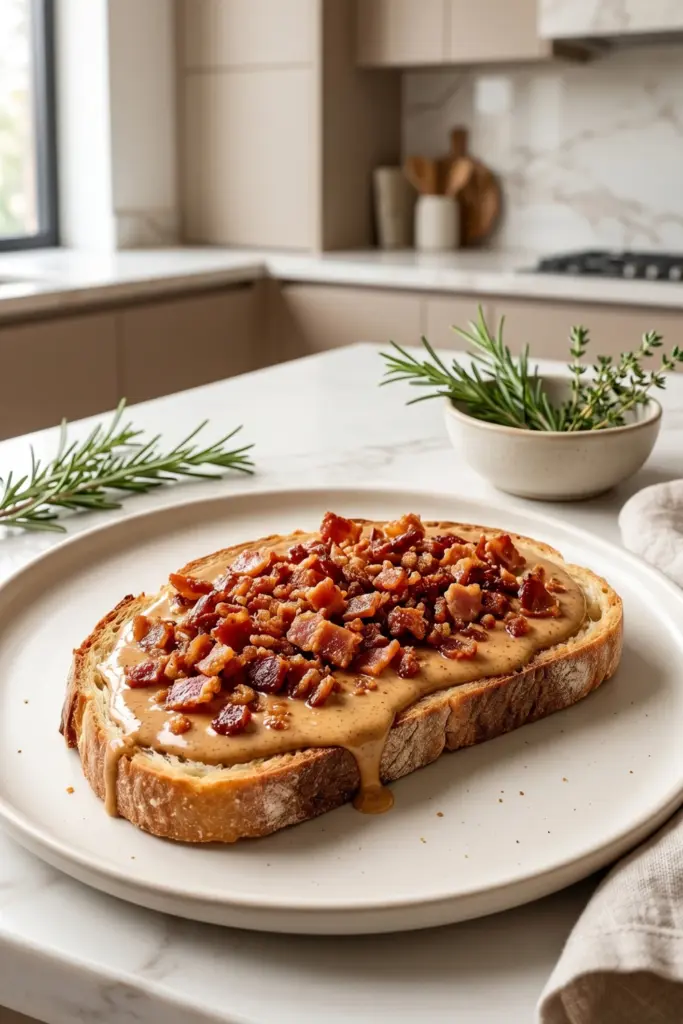candied-bacon-maple-almond-butter-toast-luxury
