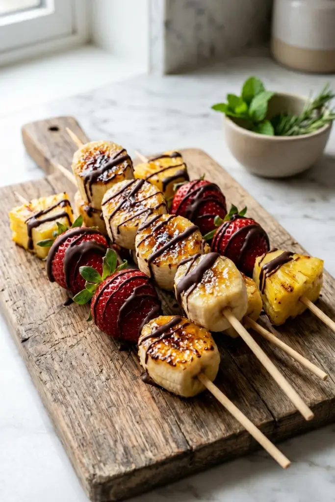 caramelized-banana-split-skewers-fancy-summer-dessert
