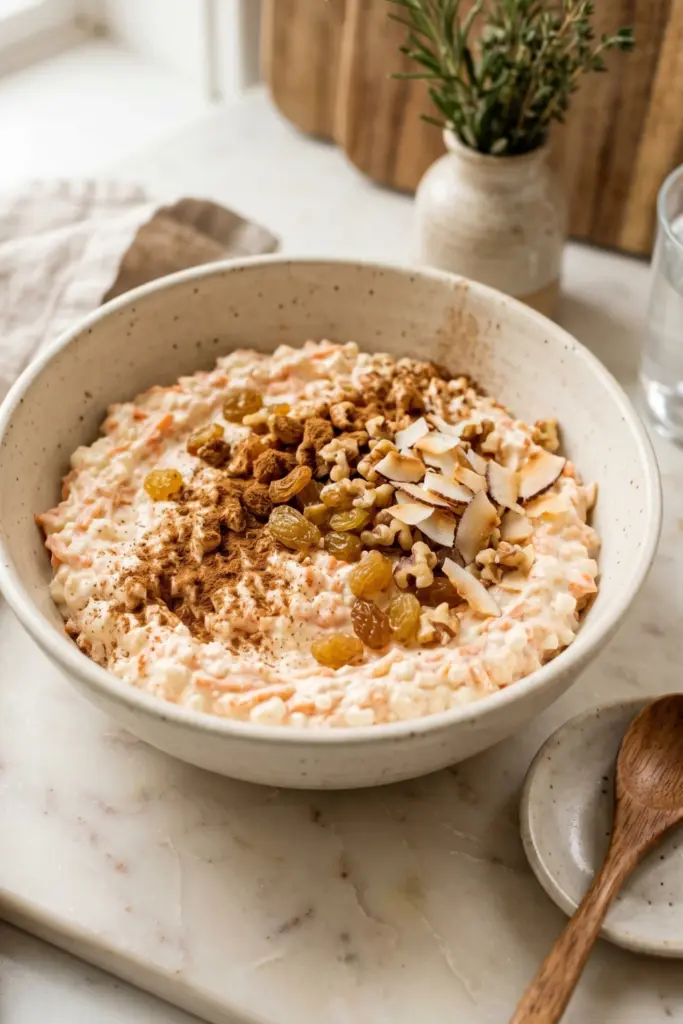 carrot-cake-bowl-healthy-cottage-cheese-breakfast-ideas