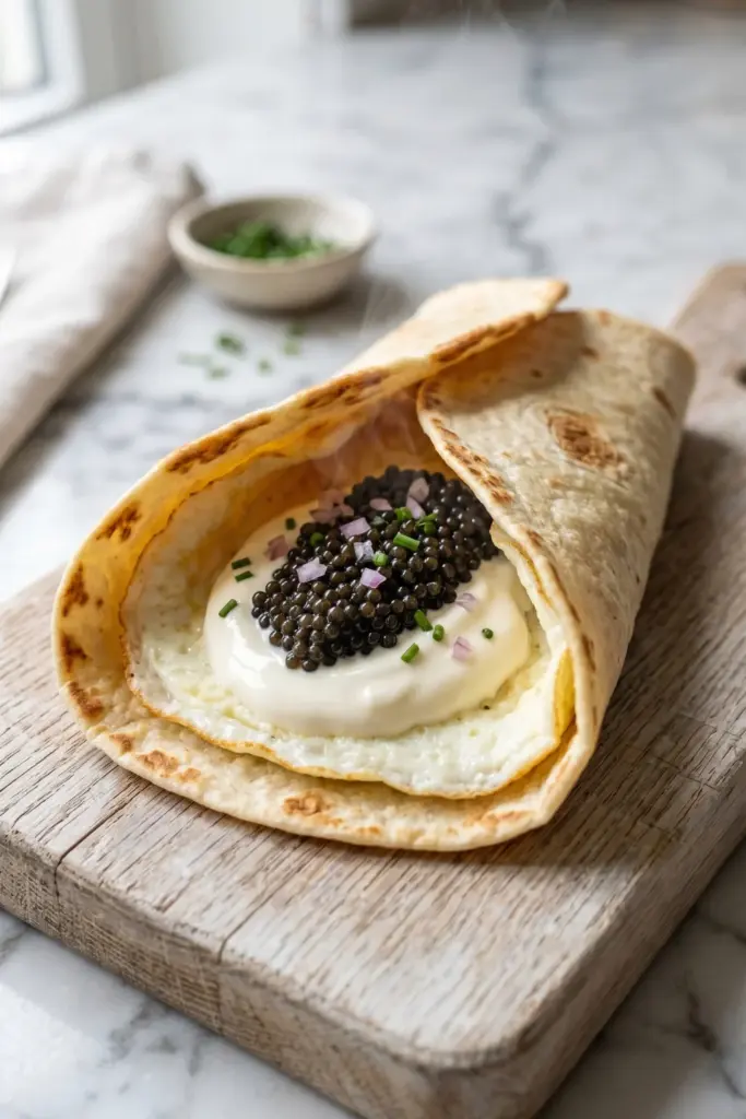 caviar-blini-style-egg-white-wrap-creme-fraiche-luxury-breakfast-wraps