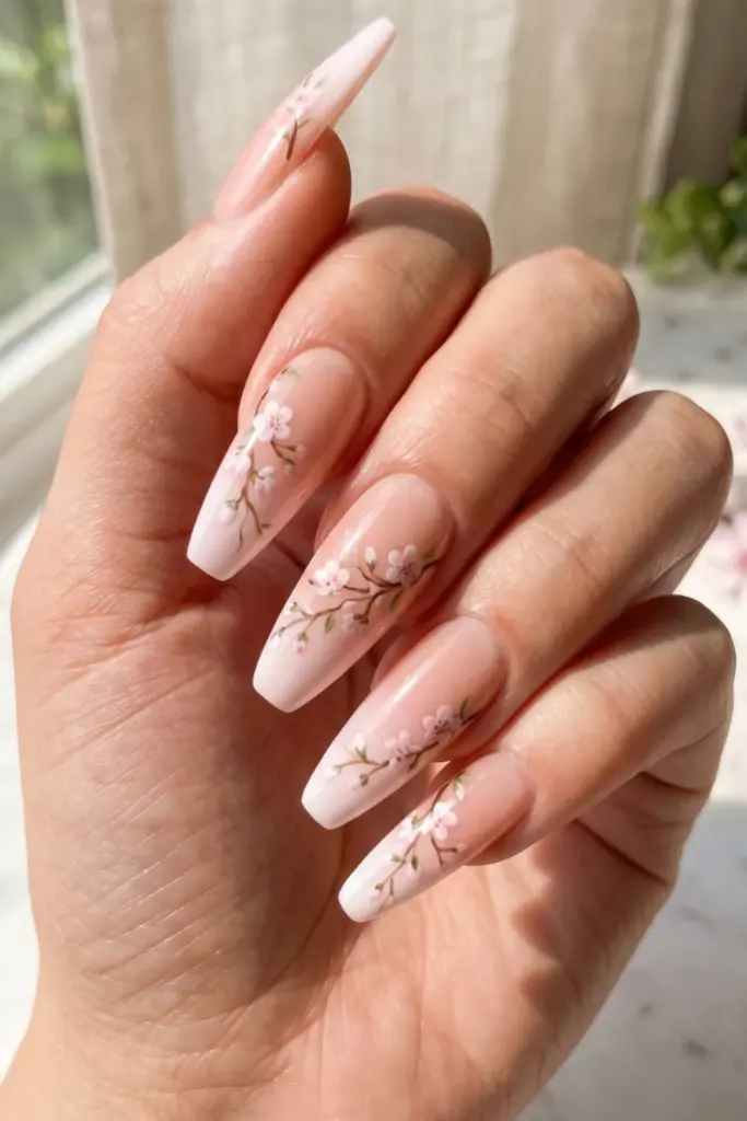 cherry-blossom-pink-ombre-stunning-floral-french-tip-press-on-summer-nails-designs-ideas