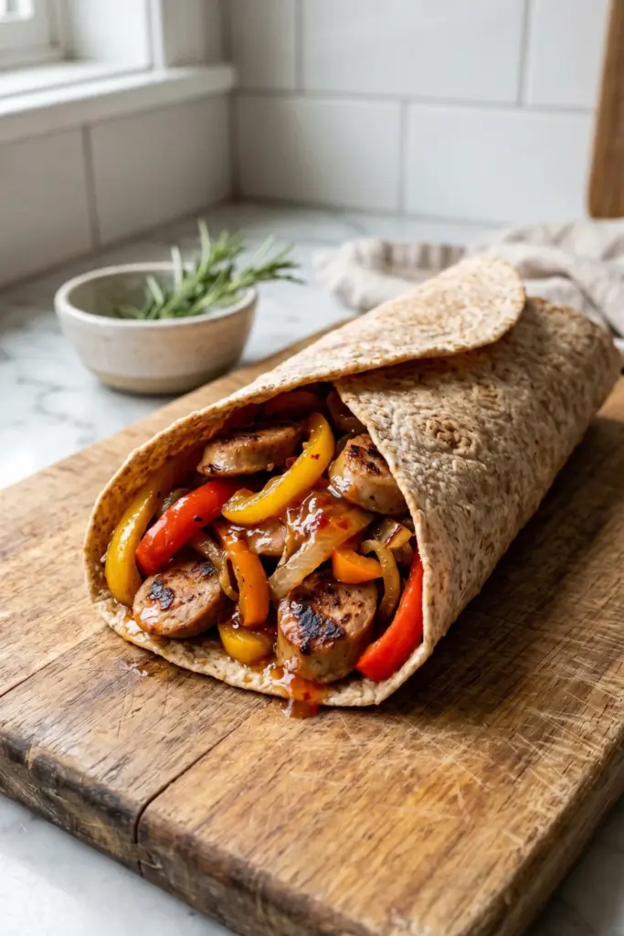chicken-sausage-bell-pepper-wrap-cozy-breakfasts