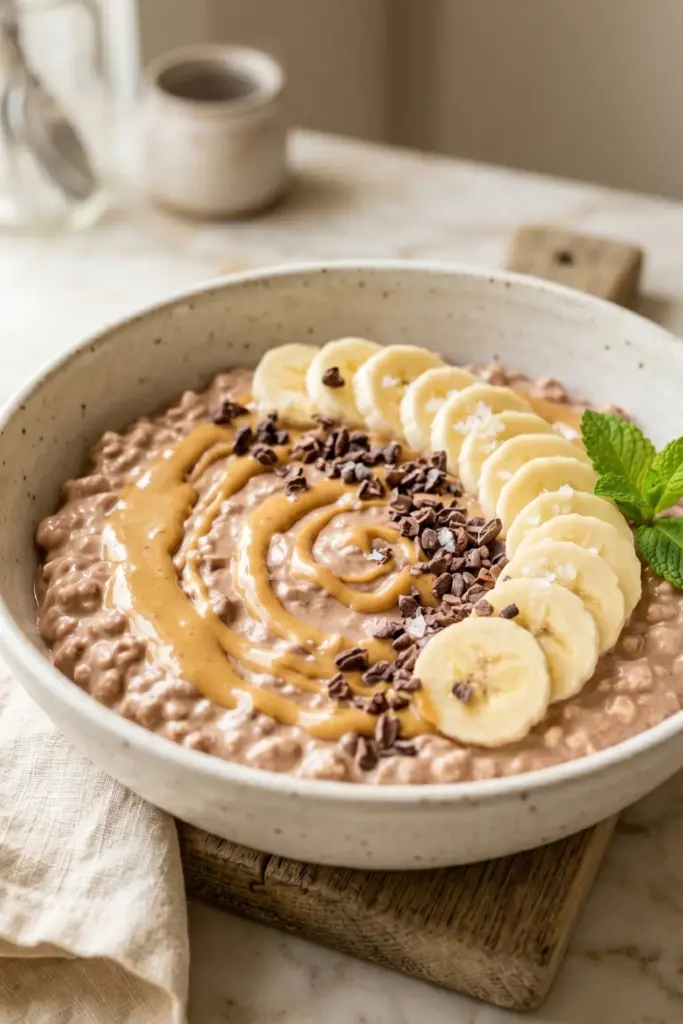 chocolate-peanut-butter-bowl-healthy-cottage-cheese-breakfast-ideas