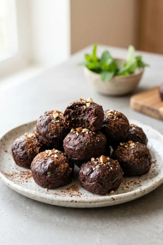 chocolate-zucchini-protein-brownie-bites-healthy-easy-summer-high-protein-dessert-recipe-ideas